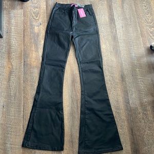 Edikted Black Leather Flare Pants